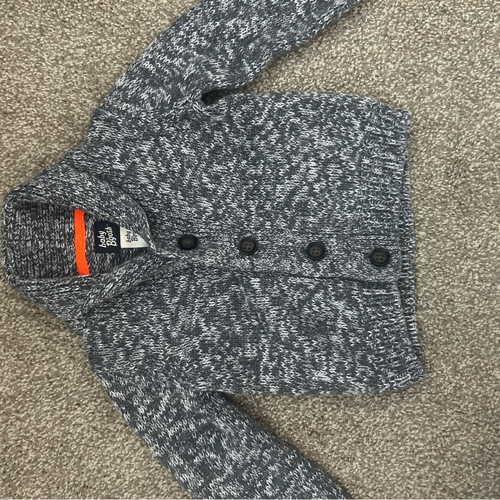 Baby Bgosh Gray and White Knit Sweater